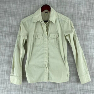REI Womens Size XS snap button hiking shirt *flaw* 3214